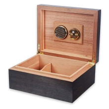 Cigar Humidor with Cedar Wood Lining and Accurate Glass Hygrometer, Sealed Travel Storage Box