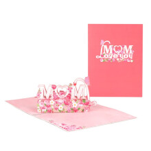 3D Mother Day Love Mom Greeting Card Handwriting Style Card Accessory For Wedding And Birthday Party Invitations