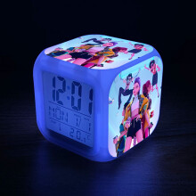 (Style-7) KPop demon hunters Alarm Clock 7-Color Changing LED Night Light Alarm Clock