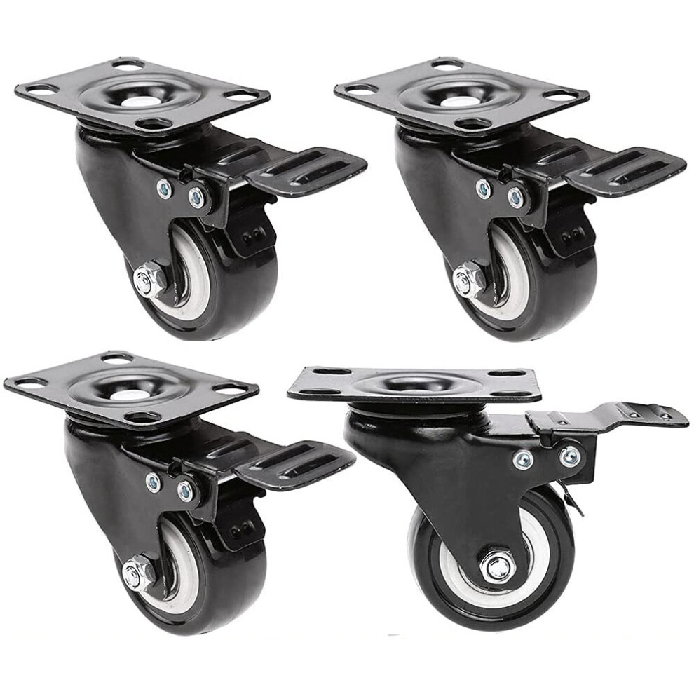 Versatile Polyurethane Castors, Heavy Duty Casters For Reliability, Top Plate Swivel Wheels For Enhanced Maneuverability, Double Bearing Casters For Q 9454554065731