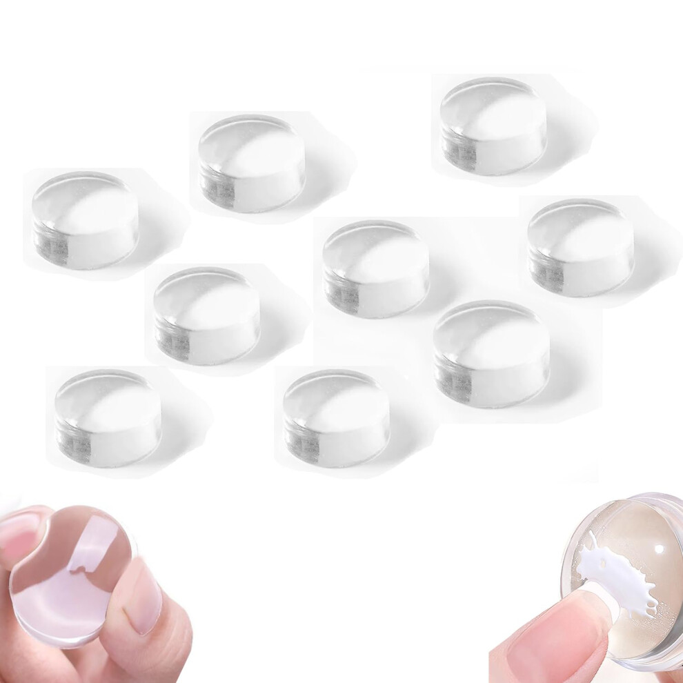 9 PCS 2.8cm Clear Jelly Silicone Nail Art Stamper Heads for Precise Pattern Transfer Manicure