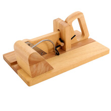 Manual Meat Slicer with Wooden Base, Stainless Steel Sausage Cutter for Precise Uniform Slicing