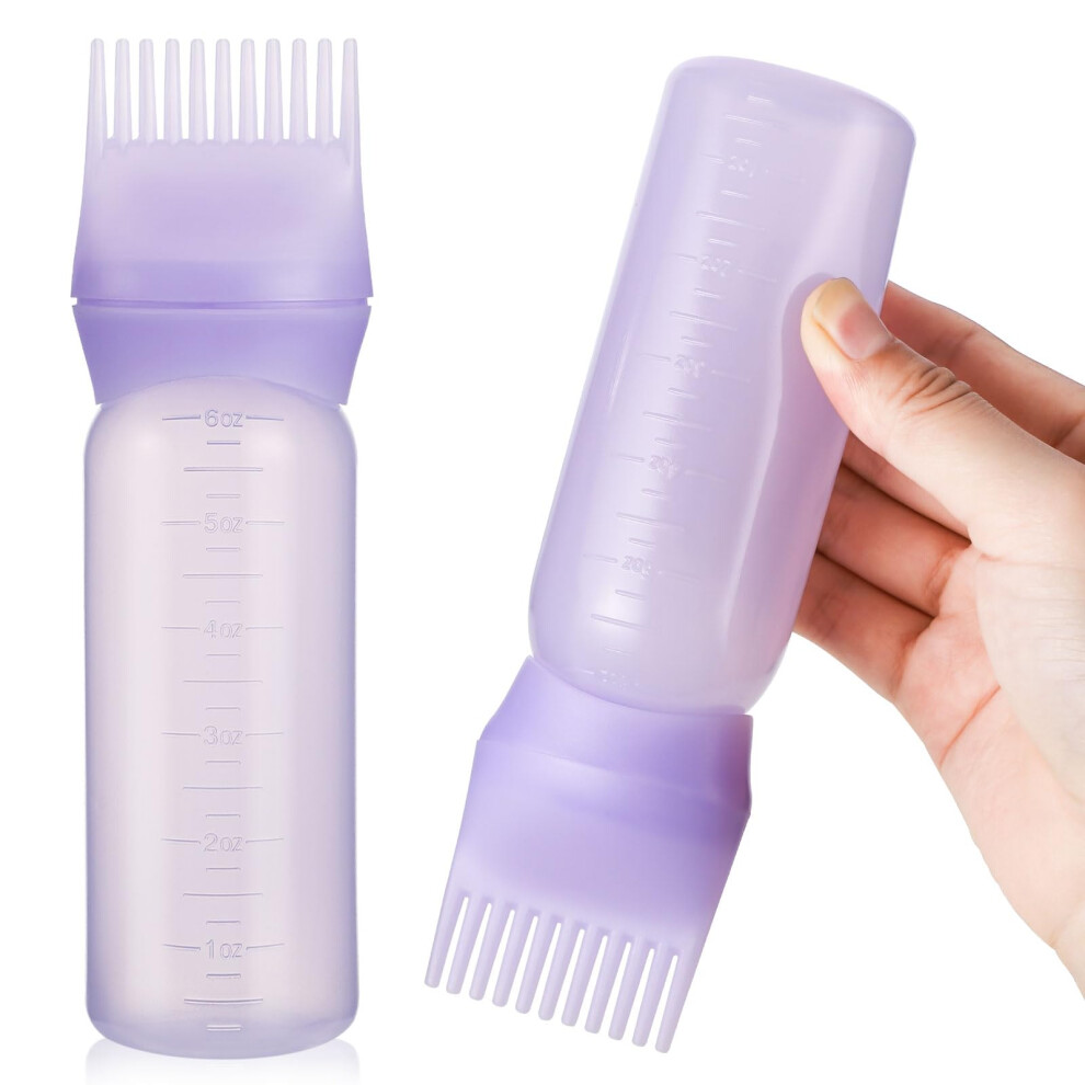 Purple Hair Dye Applicator Bottle With Comb Tip 6Oz For Precise Root Application And Mess Coloring