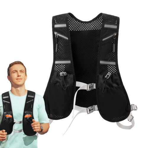Hydration Vest For Men Running Gear Reflective Adjustable Pack Lightweight Water Backpack Soft Flask Pocket