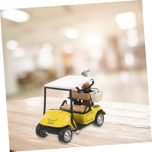 Diecast Golf Cart Model Pullback Action Mini Alloy Figurine Desk Decor Yellow 2