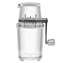 Ice Crusher Hand Cranked 1.25L Capacity Stainless Steel Blades Shaved Ice Machine For Outdoor Camping Transparent
