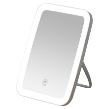 Miroir rotatif à 360 degrés, miroir de maquillage lumineux LED avec écran tactile à luminosité réglable, rechargeable, portable et compact pour
