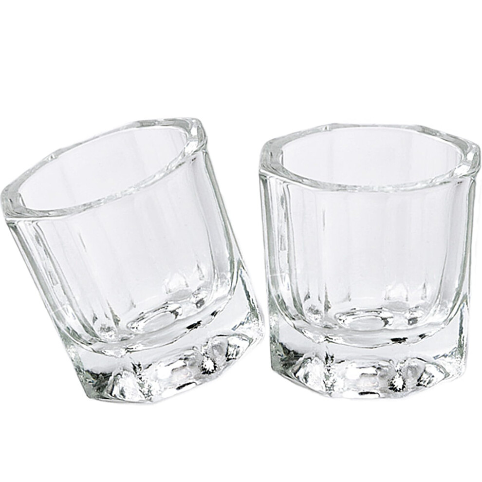 2 Pcs Clear Glass Nail Dappen Dish for Acrylic Liquid and Acetone, Small Durable Nail Art Tool