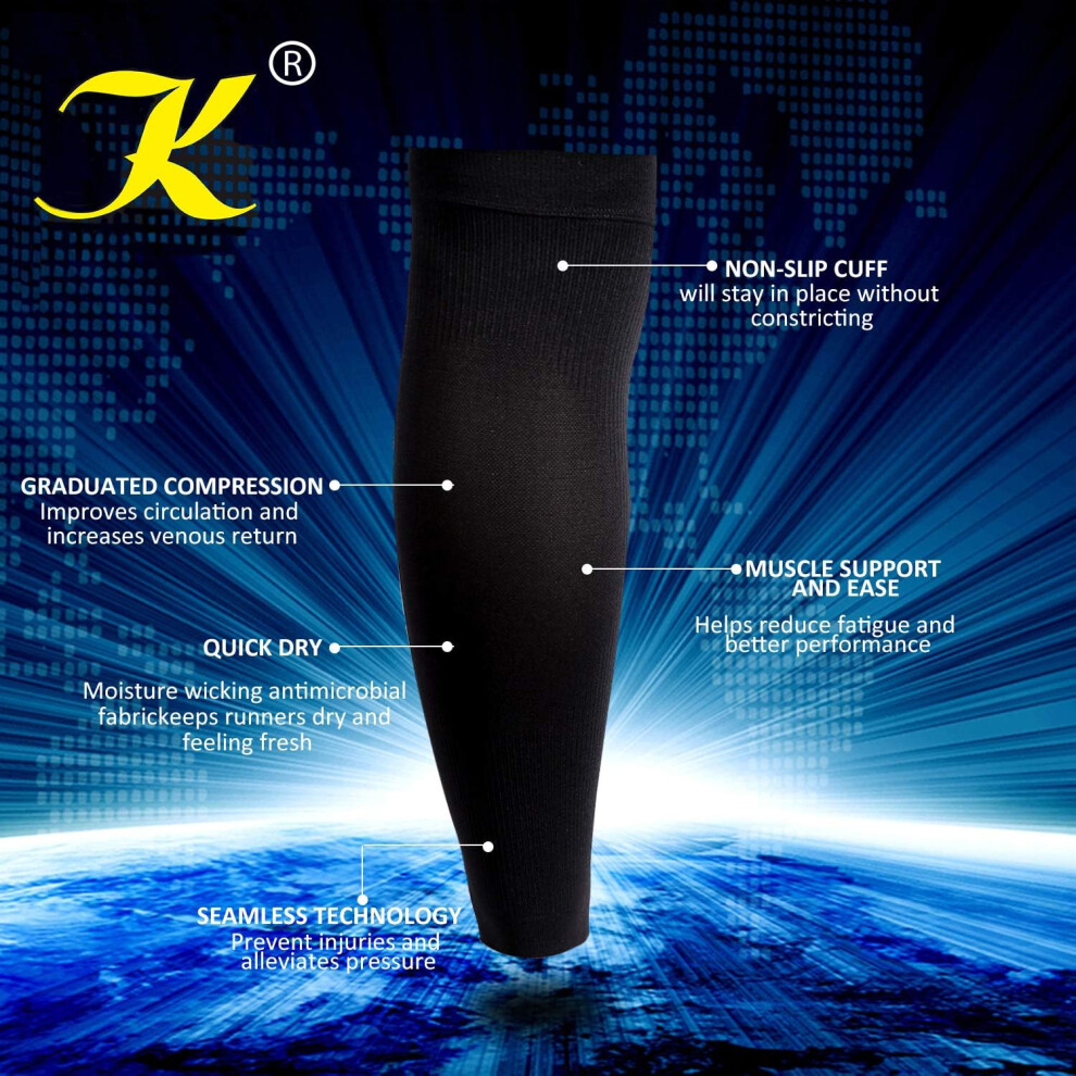 Compression Sleeve for Leg Support, True 20-30mmHg Graduated Compression, Alleviate Shin Splint Pain, Reduce Swelling, Combat Fatigue, Breathable &