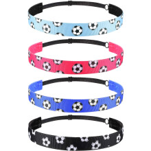 Accessori da calcio per ragazze, fascia sportiva antiscivolo, regolabile, comoda da indossare per ragazze e adolescenti, 4 pezzi con motivi colorati,