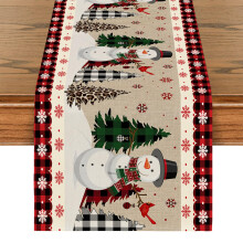 Snowman Christmas Table Runner 33 By 180 Cm Indoor Outdoor Decor Snowflake Pattern Xmas Table Runner Dining Table Decor