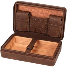 Cigar Humidor Case Cedar Wood Portable Leather Humidor Box With Humidifier Removable Cedar Tray