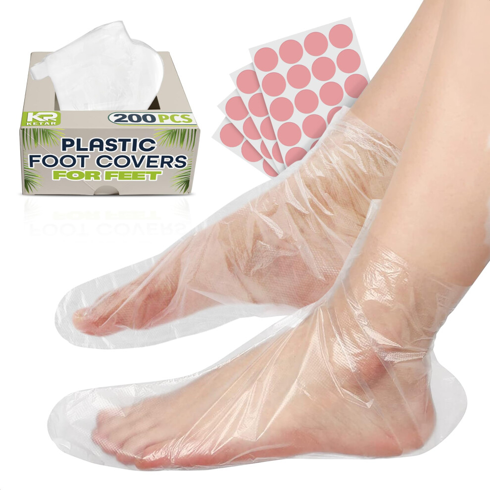 Paraffin Wax Foot Liners 200 Pcs with Stickers, LeakProof AntiSlip Disposable Foot Spa Socks for Moisturizing