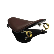Motorcycle Leather Solo Seat with ShockAbsorbing Springs Universal Fit for Chopper Bobber Custom