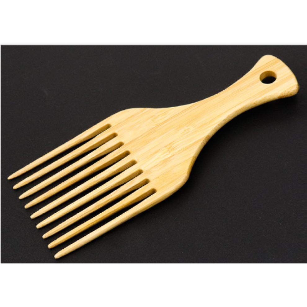 Unisex Bamboo Hair Pick For Curly Hair, Wide Tooth Hair Detangling Comb For Afro Styling, Natural Bamboo Material Anti Static Hair Picks Glides Through Hair