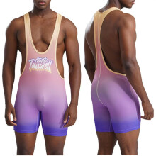 Mens Bodysuit Pink XL Athletic Wrestling Singlet Slim Fit Cut Out Jumpsuit Boxer Shorts Lingerie Tight Shapewear
