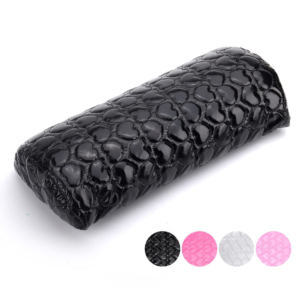Nail Hand Rest Washable PU Leather Detachable Manicure Armrest Pillow Cushion for Nail Art Tech Black