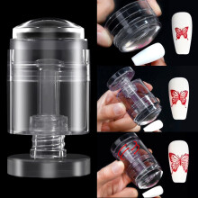 Nail Art Stamper Kit with Scraper, 360 Clear View, Adjustable Size French Tip Jelly Stamp