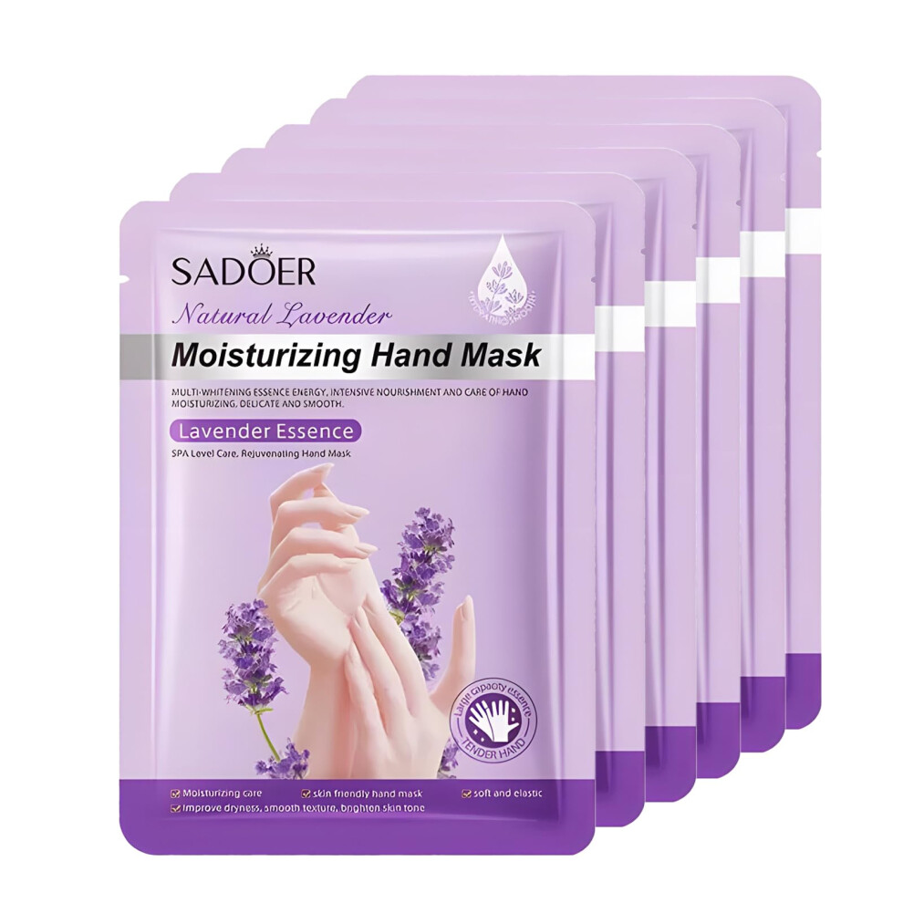 6 Pairs Lavender Hand Mask Moisturizing Gloves for Dry Cracked Hands, Hydrating Collagen Treatment