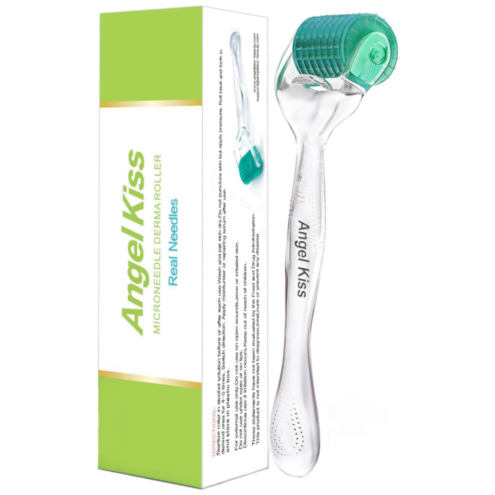 Green Derma Roller 0.3Mm Titanium Microneedling For Face Beard Scalp Boost Serum Absorption