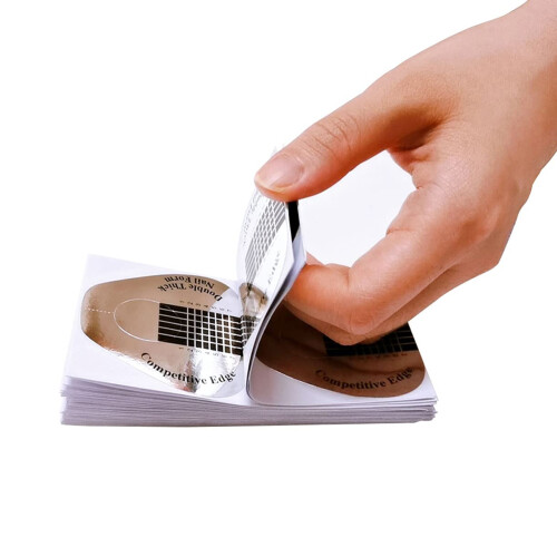 200 Pcs Nail Forms for Extensions Gold and Silver Acrylic Nail Extension Forms with Length Indicators 2