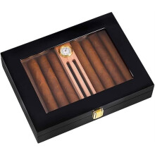 Cigar Humidor Cedar Desktop Box With Humidifier And Hygrometer Glass