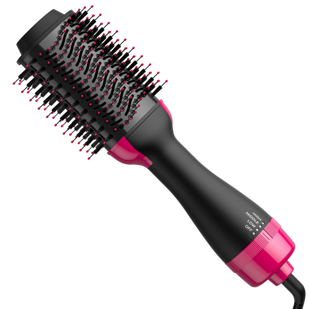 Pink Hair Dryer Brush 4 In 1 Styling Tool With Ionic Frizz Reduction For Straightening Curling 05
