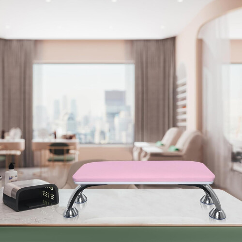 Nail Arm Rest for Nail Tech with Table Mat, Ergonomic Hand Support, Soft Padding, Pink 2