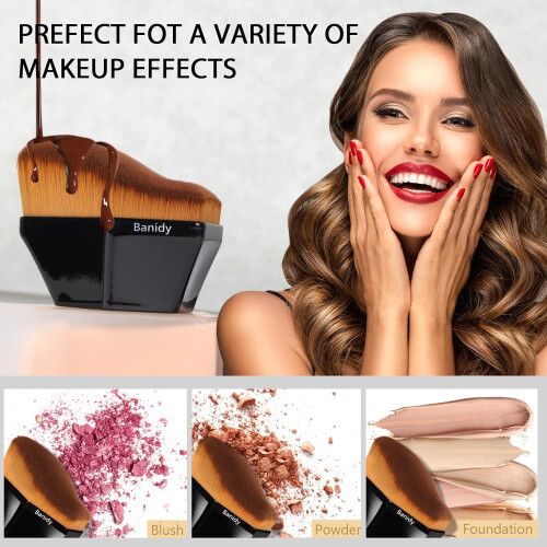 Foundation Brush for Liquid and Powder with Protective Case, Hexagon Handle Makeup Brush 2