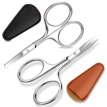 2 Pack Stainless Steel Eyebrow and Nose Hair Scissors with Rounded Tips, Precision Grooming for Men and Women