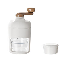 Manual Ice Shaver with Ergonomic Hand Crank for Fast Ice Crushing Cocktails Smoothies White