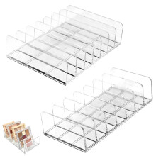 Makeup Organizer Clear Acrylic 7Slot Eyeshadow Palette and Blush Storage Holder for Vanity Countertop