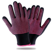 Heat Resistant Styling Glove with NonSlip Silicone Grip for Curling and Flat Iron, Black and Pink
