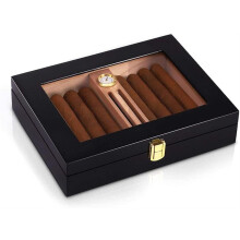 Cigar Humidor Box With Humidifier Hygrometer Glass Decorative Cigar Case