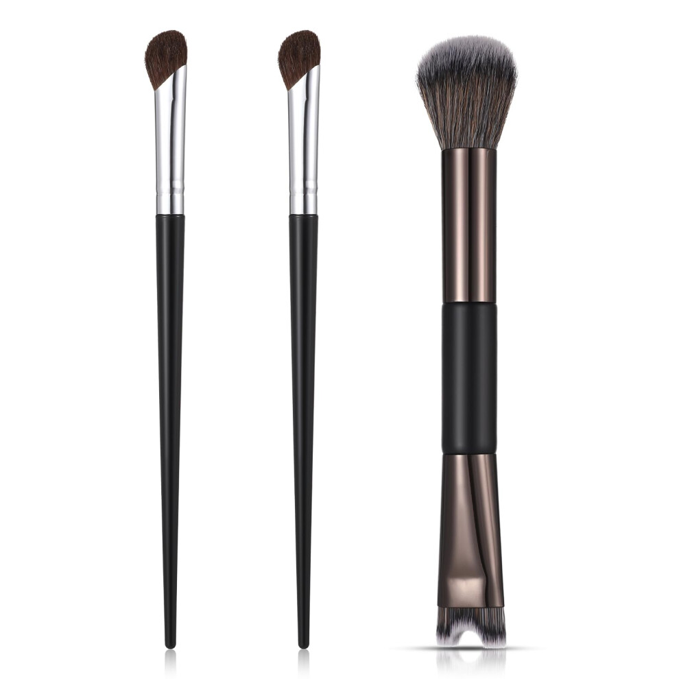 Black Nose Contour Brush Set 3Pcs Dual Head Ushaped For Precise Sculpting And Seamless Blending