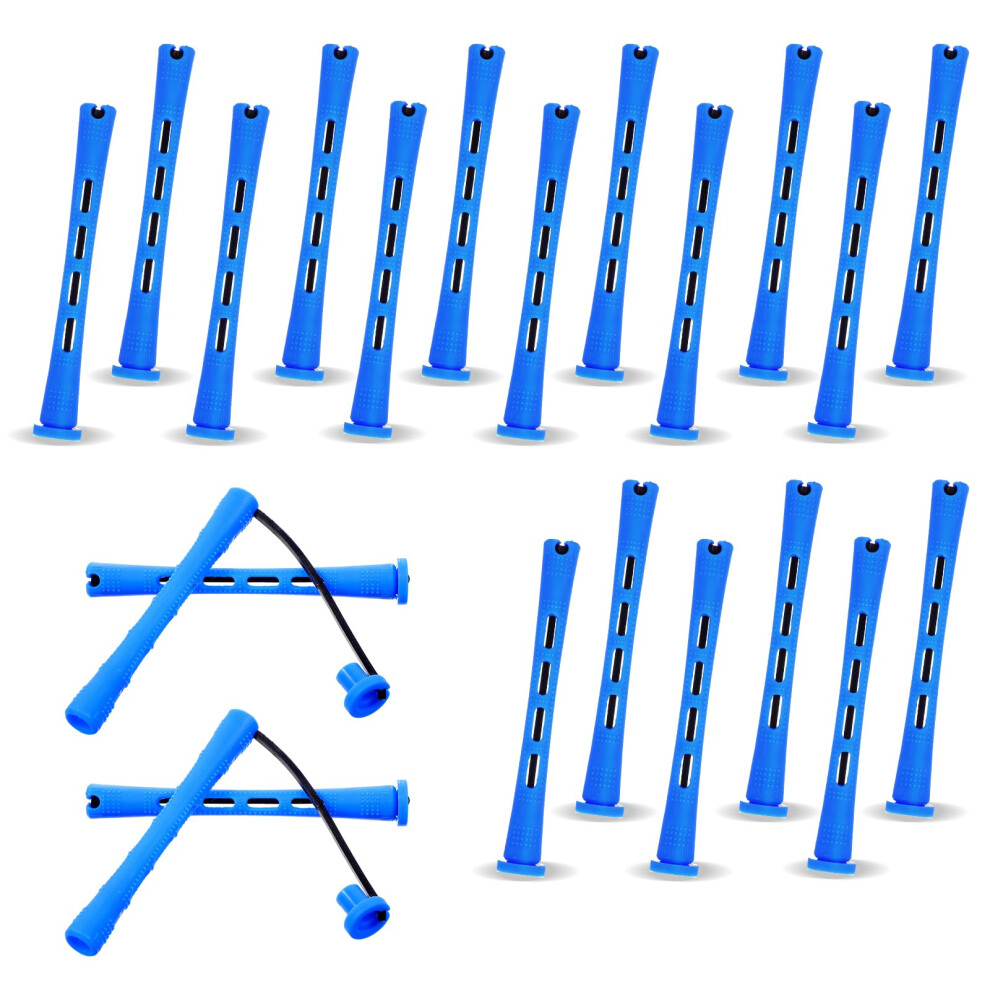 Blue 20 Pcs Perm Rods For Short Hair Heat Plastic Hair Curlers Longlasting Curls 0.35'