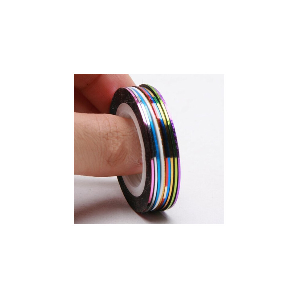 30Pcs Mixed Colors Nail Art Striping Tape Rolls SelfAdhesive Decoration Stickers Set