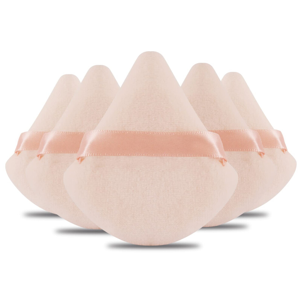 Powder Puff 6PCS Triangle Velour Makeup Sponges for Flawless Blending with Case Nude