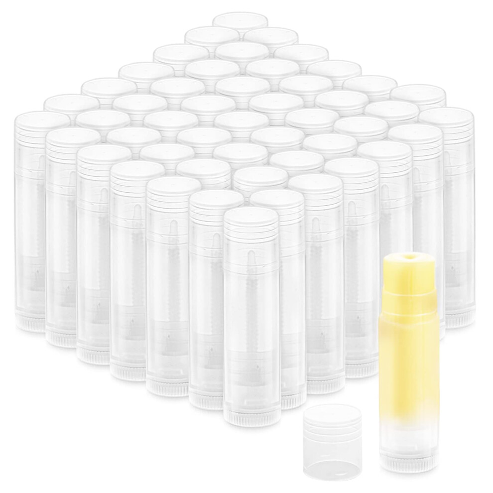 50 Pcs 5.5g TwistUp Lip Balm Tubes, Empty Clear Plastic Containers for DIY Lipstick and Chapstick