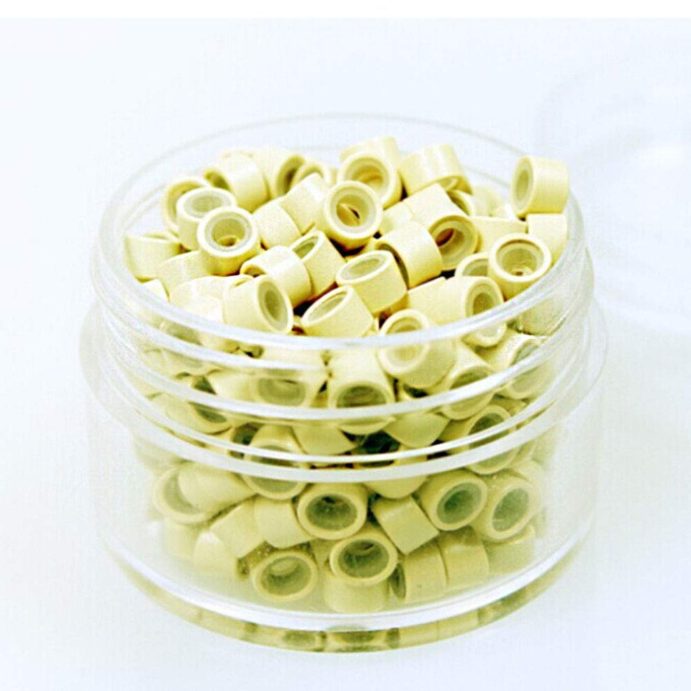 Unisex Cream 500Pcs 5Mm Silicone Lined Micro Rings For Itip Hair Extensions, Beige Hair Beads Bulk Pack