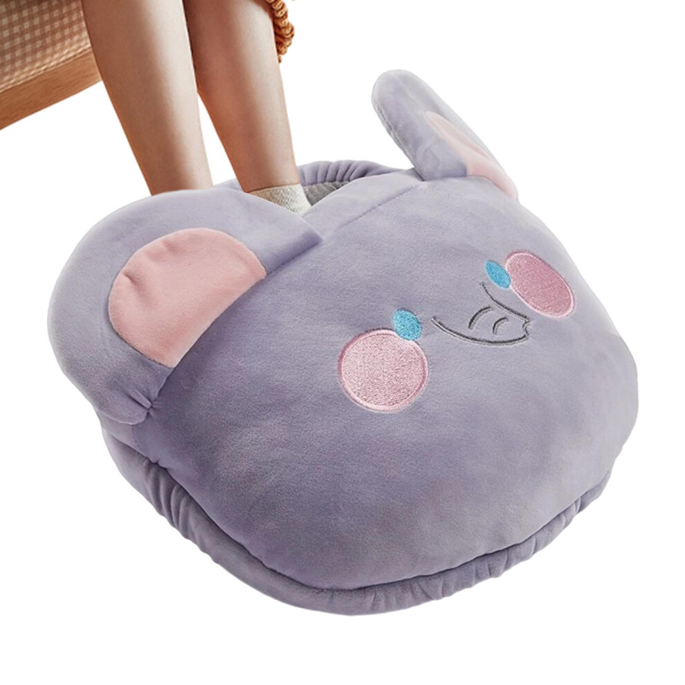 USB Heated Foot Warmer Pad with Quick Cozy Warmth and Overheat Protection, Cartoon Elephant Slippers for Winter Under Desk Home or Office