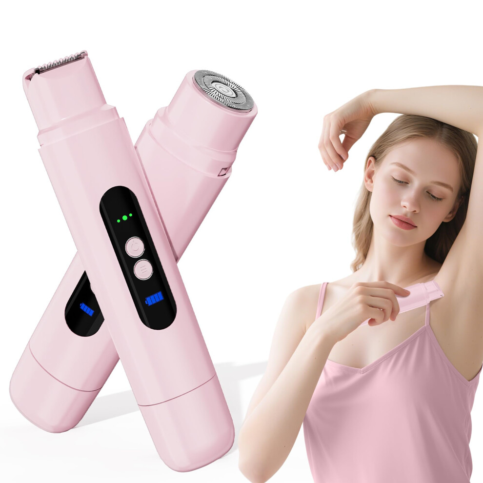 Bikini Trimmer and Electric Shaver for Women, 2Speed Dual Head IPX7 Waterproof Rechargeable Razor