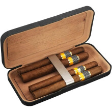 Cigar Humidor Case 5 Cigar Portable Travel Humidor Cedar Wood with Carbon Fiber Design for Optimal Humidity Control