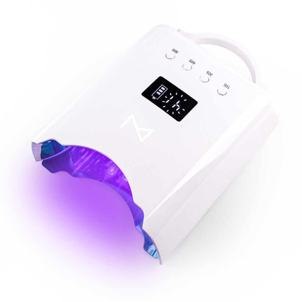 White 78W Rechargeable Uv Led Nail Lamp Cordless Gel Dryer With Lcd Display Auto Sensor