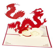3D Chinese Dragon Card Handmade TwoPiece Set For Children Blank Inside Personalised Messages Festival And Birthday Use