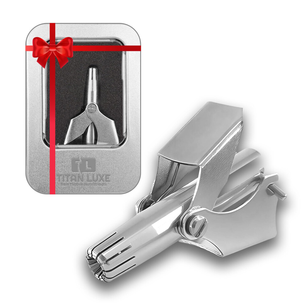 Silver Manual Nose Hair Trimmer Stainless Steel 360 Rotating Washable For Men And Women