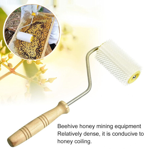 Plastic Honey Uncapping Roller with Wooden Handle for Easy Beehive Extraction Beekeeping Tool 2