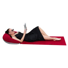 Beach Mat with Inflatable Cushion and Neck Support for Sunbathing Camping Lounger Red