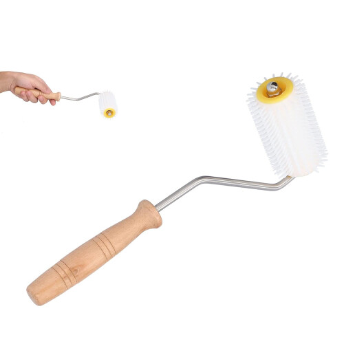 Plastic Honey Uncapping Roller with Wooden Handle for Easy Beehive Extraction Beekeeping Tool 1