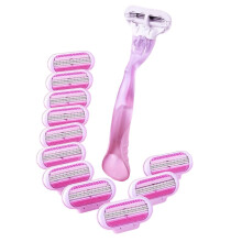 Women's Safety Razor with 8 Replaceable Blades, Stainless Steel Manual Shaving Kit for Smooth Skin